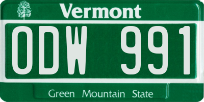 VT license plate ODW991