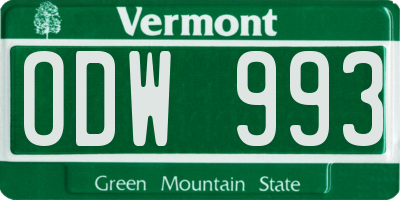 VT license plate ODW993