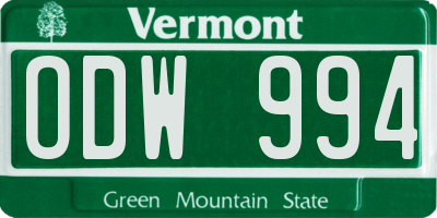 VT license plate ODW994