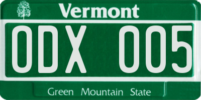 VT license plate ODX005