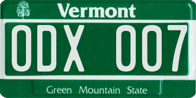 VT license plate ODX007