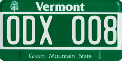 VT license plate ODX008