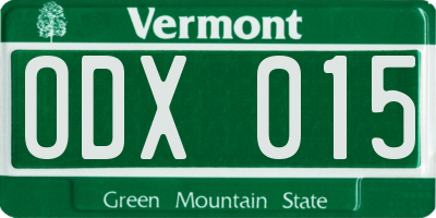 VT license plate ODX015