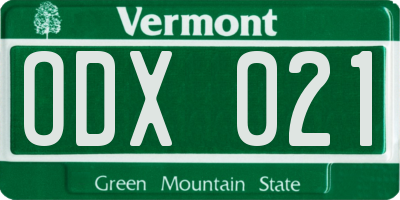 VT license plate ODX021