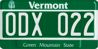 VT license plate ODX022