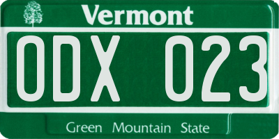 VT license plate ODX023