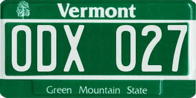 VT license plate ODX027