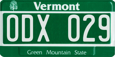 VT license plate ODX029