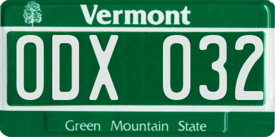 VT license plate ODX032