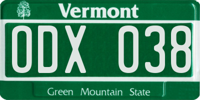 VT license plate ODX038