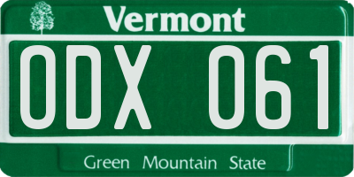 VT license plate ODX061