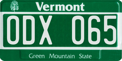 VT license plate ODX065