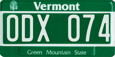 VT license plate ODX074