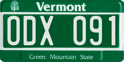 VT license plate ODX091