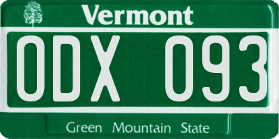 VT license plate ODX093