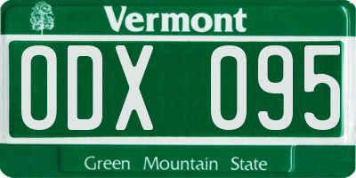 VT license plate ODX095
