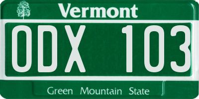 VT license plate ODX103
