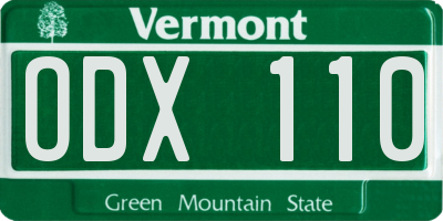VT license plate ODX110