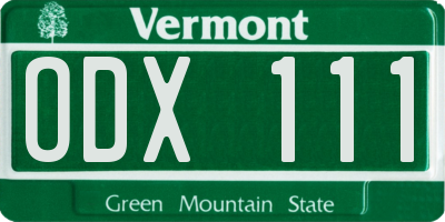 VT license plate ODX111