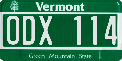VT license plate ODX114