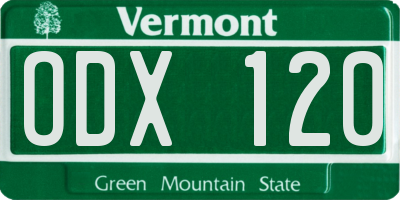 VT license plate ODX120