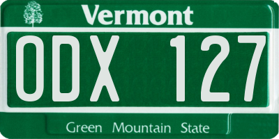 VT license plate ODX127