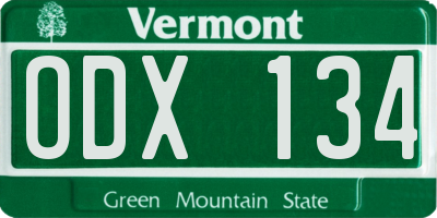 VT license plate ODX134