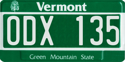 VT license plate ODX135