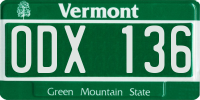 VT license plate ODX136