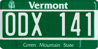 VT license plate ODX141