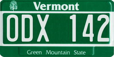 VT license plate ODX142