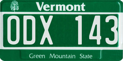 VT license plate ODX143