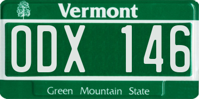 VT license plate ODX146