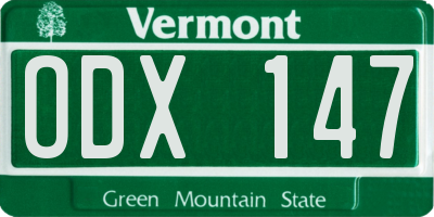 VT license plate ODX147