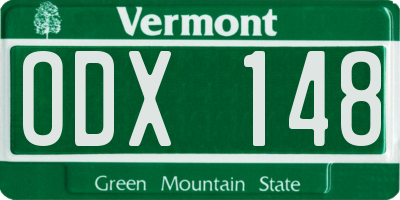 VT license plate ODX148