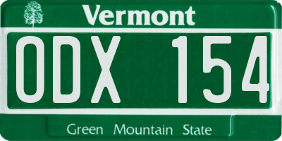 VT license plate ODX154