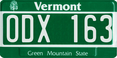 VT license plate ODX163