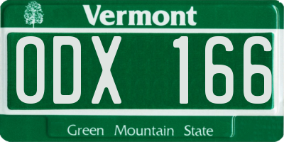 VT license plate ODX166