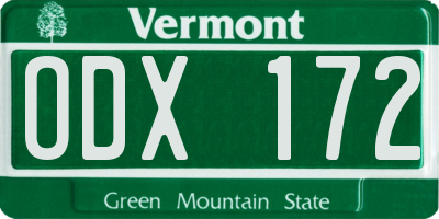 VT license plate ODX172