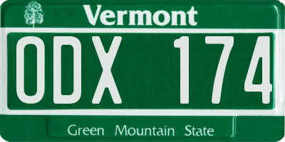 VT license plate ODX174