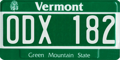 VT license plate ODX182