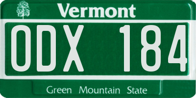 VT license plate ODX184