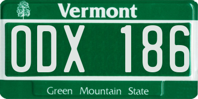 VT license plate ODX186