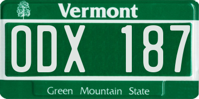 VT license plate ODX187