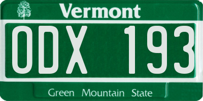 VT license plate ODX193