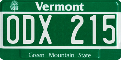 VT license plate ODX215