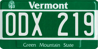 VT license plate ODX219