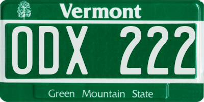 VT license plate ODX222