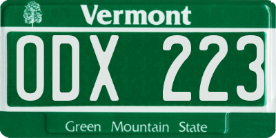 VT license plate ODX223