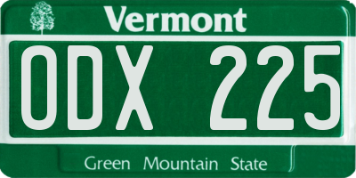 VT license plate ODX225